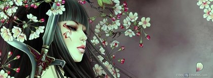 Girl In Flowers Warrior Lip Ring Anime Facebook Cover Facebook Covers